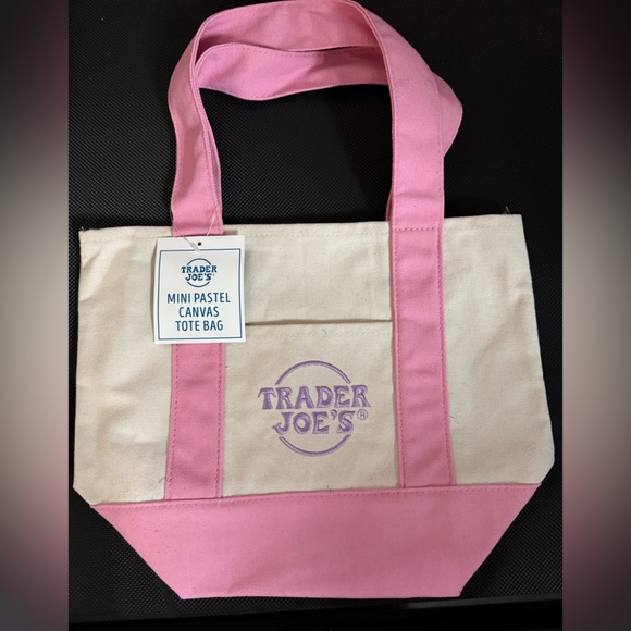 Trader Joe'S Handbags - NWT Trader Joe’s mini pink pastel canvas tote bag